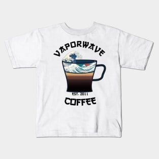 Vaporwave Aesthetic Great Wave Off Kanagawa Cafe Coffee Tea T-Shirt Kids T-Shirt